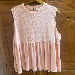 Pink Sleeveless Eyelet Top